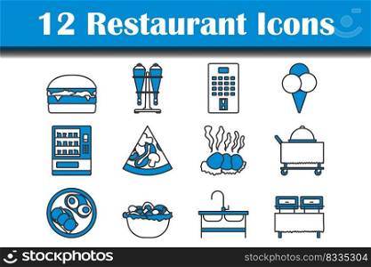 Restaurant Icon Set. Editable Bold Outline With Color Fill Design. Vector Illustration.