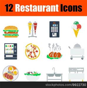 Restaurant Icon Set. Flat Design. Fully editable vector illustration. Text expanded.