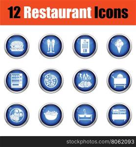 Restaurant icon set. Glossy button design. Vector illustration.