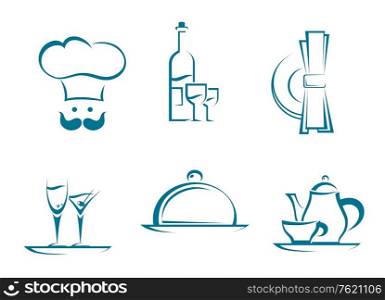 Restaurant icons and symbols set for food service design