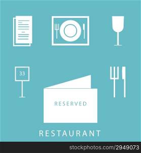 Restaurant icons in a simple, flat design