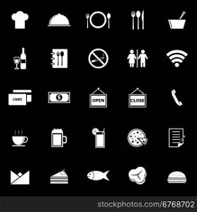 Restaurant icons on black background, stock vector