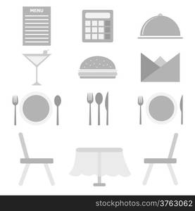 Restaurant icons on white background, stock vector