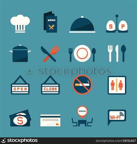 Restaurant icons, vector