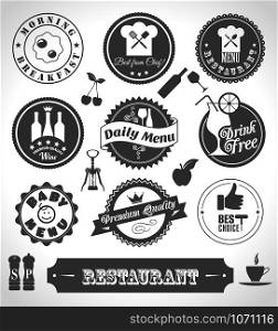 Restaurant label set.Vector stock illustration. kitchen label