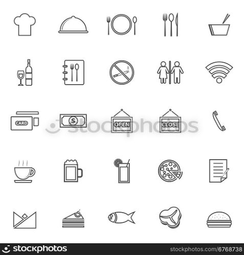 Restaurant line icons on white background, stock vector