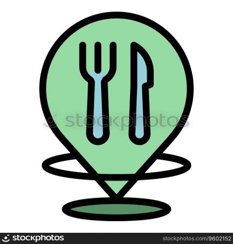 Restaurant location icon outline vector. Meal lunch. Cafe food color flat. Restaurant location icon vector flat