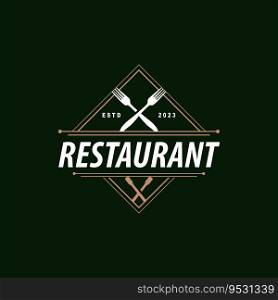 Restaurant Logo Old Typography Retro Vintage Style Elegant Ornament Cutlery And Knife Vector Design