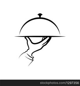 Restaurant logo or label. Menu, food service symbol. Vector illustration - Vector