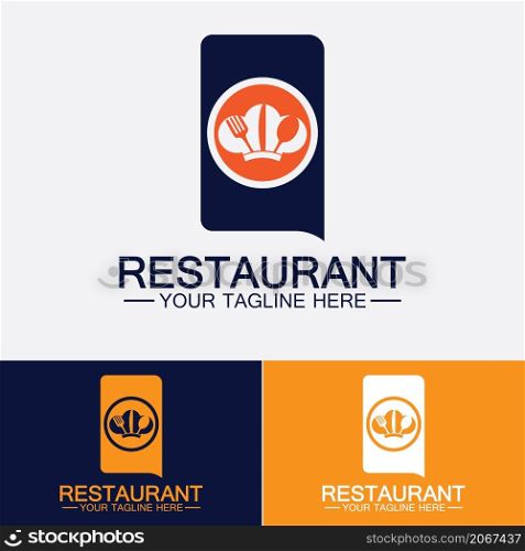 Restaurant logo with spoon and fork icon,menu design food drink concept for cafe restaurant