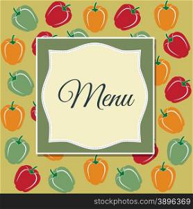 Restaurant menu design with sweet peppers, vector format