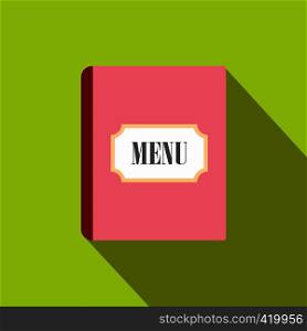 Restaurant menu flat icon on a green background. Restaurant menu flat icon