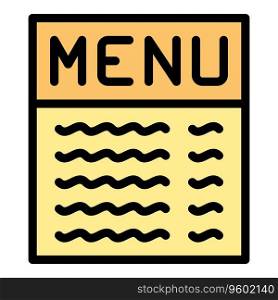 Restaurant menu icon outline vector. Cafe food. Laptop room color flat. Restaurant menu icon vector flat