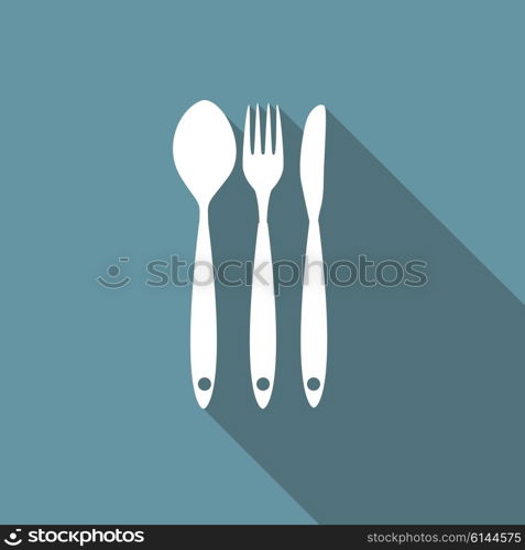 Restaurant Menu Icon with Long Shadow Vector Illustration EPS10. Restaurant Menu Icon with Long Shadow Vector Illustration