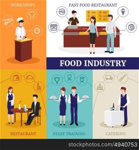 Restaurant People Design Concept. Food industry design concept with male and female people working in restaurant flat isolated vector illustration