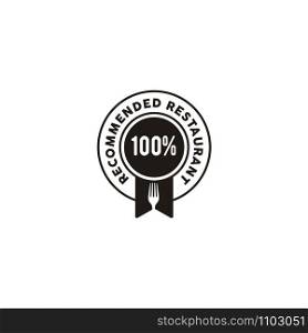 Restaurant Ribbon Fork Plate Stamp Badge Logo design