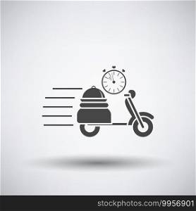Restaurant Scooter Delivery Icon. Dark Gray on Gray Background With Round Shadow. Vector Illustration.