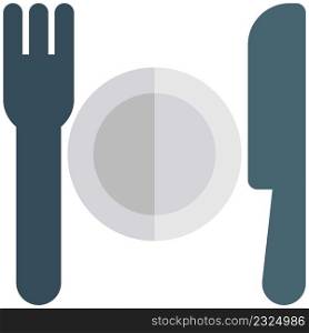 Restaurant with kitchenware and cutlery layout with knife and fork