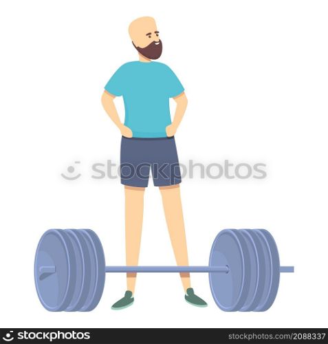 Resting barbell athlete icon cartoon vector. Workout man. Gym exercise. Resting barbell athlete icon cartoon vector. Workout man
