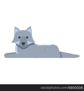 Resting wolf icon. Cartoon of resting wolf vector icon for web design isolated on white background. Resting wolf icon, cartoon style