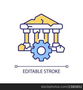 Restore ancient architecture technology RGB color icon. Urban integration. Cultural heritage conservation. Isolated vector illustration. Simple filled line drawing. Editable stroke. Arial font used. Restore ancient architecture technology RGB color icon