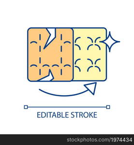 Restoring mattress RGB color icon. Revive and fix old and sagging bed mattress. Renovate used furniture. Comfortable sleeping. Isolated vector illustration. Simple filled line drawing. Restoring mattress RGB color icon