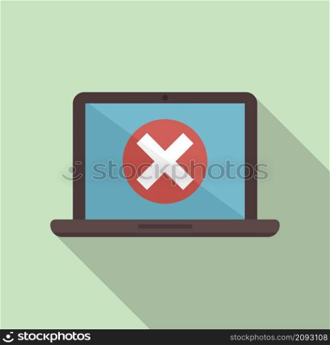 Restricted laptop icon flat vector. Work business. Internet regulation. Restricted laptop icon flat vector. Work business