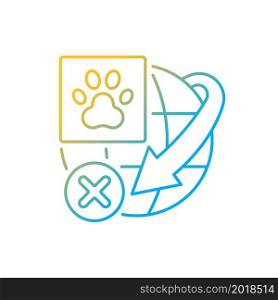 Restriction on transportation live animals gradient linear vector icon. International delivery service rules. Thin line color symbol. Modern style pictogram. Vector isolated outline drawing. Restriction on transportation live animals gradient linear vector icon