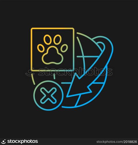 Restriction on transportation live animals gradient vector icon for dark theme. International delivery service rules. Thin line color symbol. Modern style pictogram. Vector isolated outline drawing. Restriction on transportation live animals gradient vector icon for dark theme