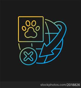 Restriction on transportation live animals gradient vector icon for dark theme. International delivery service rules. Thin line color symbol. Modern style pictogram. Vector isolated outline drawing. Restriction on transportation live animals gradient vector icon for dark theme