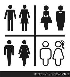 Restroom icon set isolated on white. Vector illustration