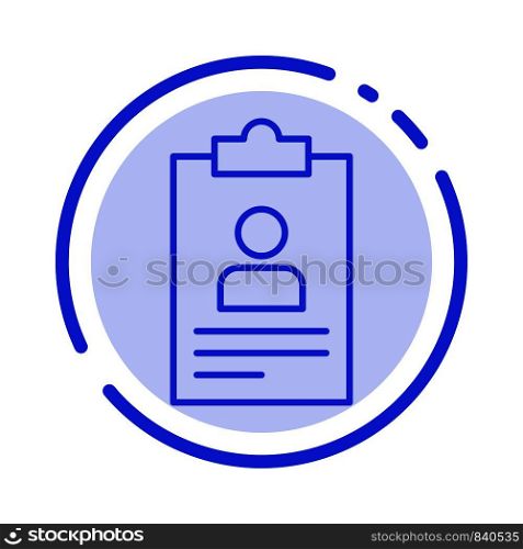 Resume, Application, Clipboard, Curriculum, Cv Blue Dotted Line Line Icon