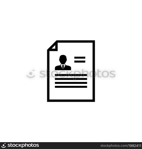 Resume CV. Flat Vector Icon illustration. Simple black symbol on white background. Resume CV sign design template for web and mobile UI element. Resume CV Flat Vector Icon