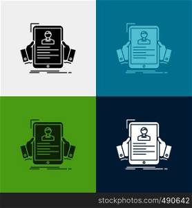 resume, employee, hiring, hr, profile Icon Over Various Background. glyph style design, designed for web and app. Eps 10 vector illustration. Vector EPS10 Abstract Template background