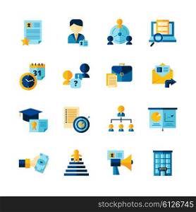 Resume Flat Color Decorative Icons Set. Resume flat color decorative icons set of finding professional staff interview and career development isolated vector illustration