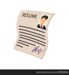 Resume icon in comics style on a white background. Resume icon, comics style