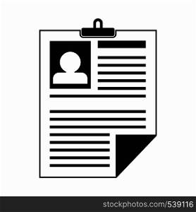 Resume icon in simple style on a white background. Resume icon in simple style