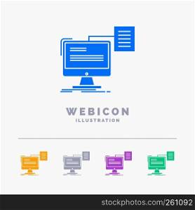 resume, storage, print, cv, document 5 Color Glyph Web Icon Template isolated on white. Vector illustration