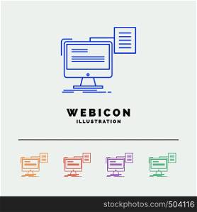 resume, storage, print, cv, document 5 Color Line Web Icon Template isolated on white. Vector illustration. Vector EPS10 Abstract Template background