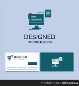 resume, storage, print, cv, document Business Logo Glyph Icon Symbol for your business. Turquoise Business Cards with Brand logo template.. Vector EPS10 Abstract Template background