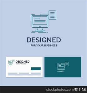 resume, storage, print, cv, document Business Logo Line Icon Symbol for your business. Turquoise Business Cards with Brand logo template. Vector EPS10 Abstract Template background