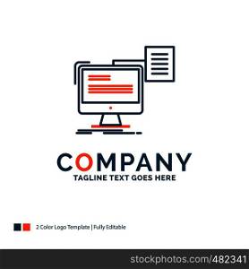 resume, storage, print, cv, document Logo Design. Blue and Orange Brand Name Design. Place for Tagline. Business Logo template.