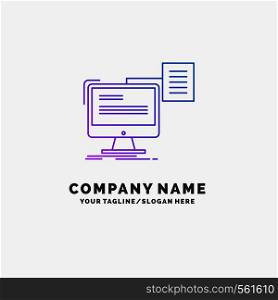 resume, storage, print, cv, document Purple Business Logo Template. Place for Tagline. Vector EPS10 Abstract Template background