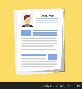 Resume template for web landing page, banner, presentation, social media. Analyzing personnel resume. Recruitment, concept of human resources management. Resume template for web landing page, banner, presentation, social media. Analyzing personnel resume. Human resources management