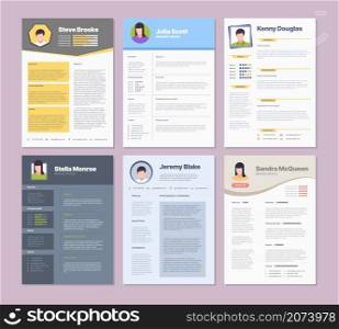 Resume template. Modern clean design layout for corporate managers curriculum vitae garish vector. Illustration resume professional layout, interview page. Resume template. Modern clean design layout for corporate managers curriculum vitae garish vector