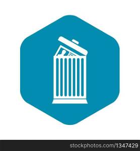 Resume thrown away in the trash can icon in simple style isolated on white background. Resume thrown away in the trash can icon