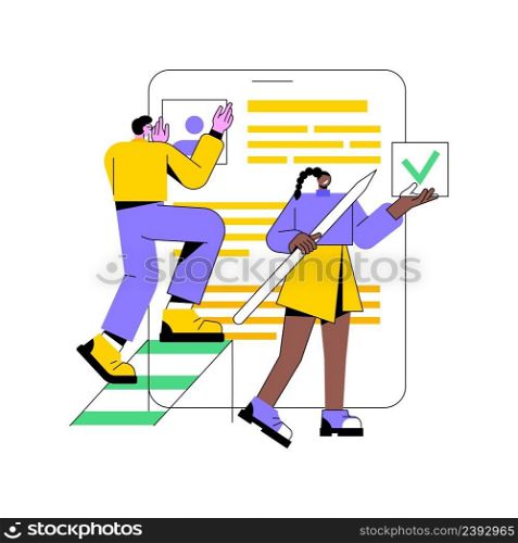 Resume writing service abstract concept vector illustration. Copywriting service, CV online, professional help writing resume, cover letter, candidate profile, career summary abstract metaphor.. Resume writing service abstract concept vector illustration.