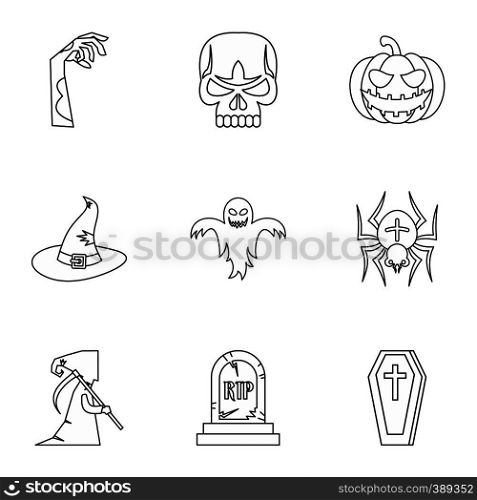Resurrection of dead icons set. Outline illustration of 9 resurrection of dead vector icons for web. Resurrection of dead icons set, outline style