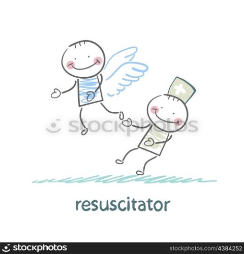 resuscitator keeps flying away into the sky patient