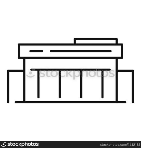 Retail exhibition center icon. Outline retail exhibition center vector icon for web design isolated on white background. Retail exhibition center icon, outline style